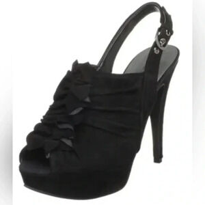 Guess Suede Slingback Peeptoe Platform Stilettos Good Condition Women’s Size 7.5